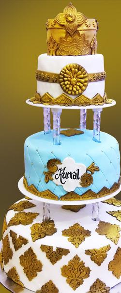 Colorful birthday cake with candles